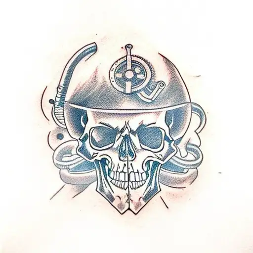 Steampunk Biker Skull