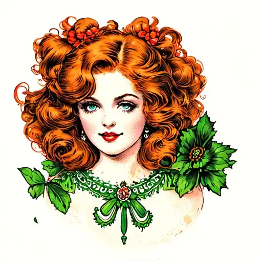 Redhead Irish Pinup Girl Side Profile