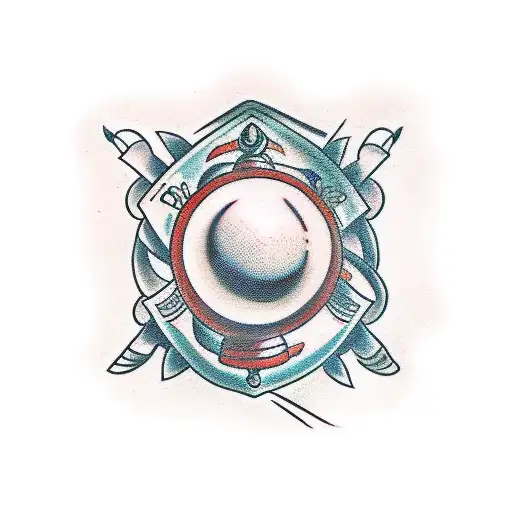 A Traditional Tattoo Of A Cartoon Scene With Balls Incorporated In A Juggling Pattern