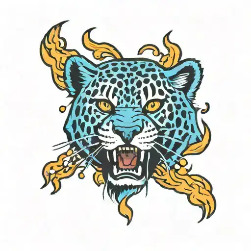 Leapord Paw Print Blue Fire