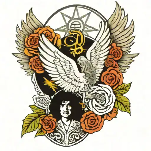 Led Zeppelin Jimmy Page Robert Plant Angel Symbols