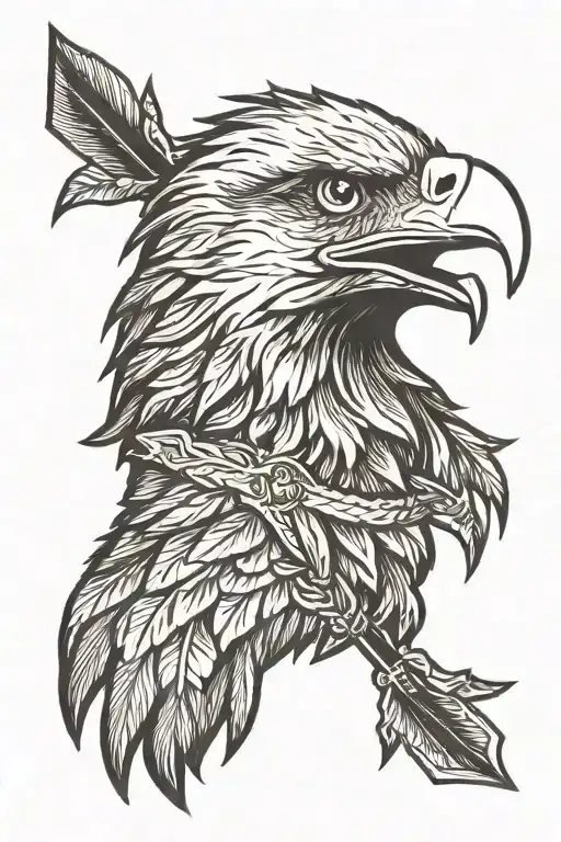 A Head Of An Eagle With Feathers And An Arrow