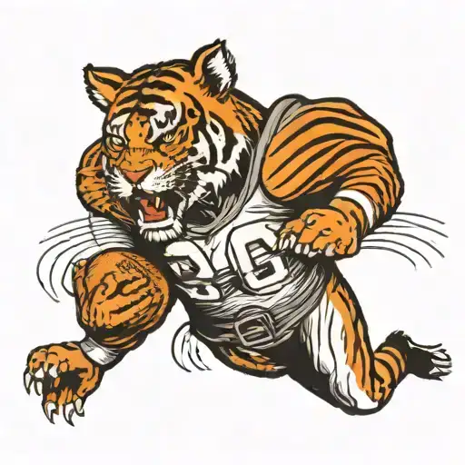 A Football Player With A Tiger Face Tattoo On His Arm