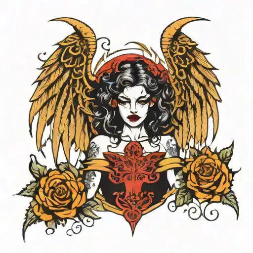 A Gothic Inspired Cybersiglism Design Of A Girl With Intricate Demon Wings