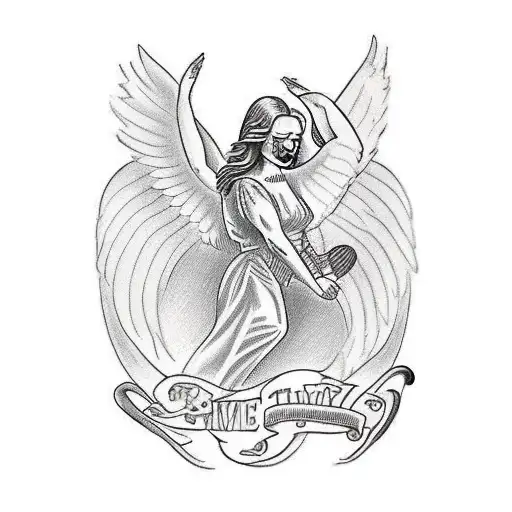 Male With Stroke And Male And Female Sign Winged As Biblical Angel