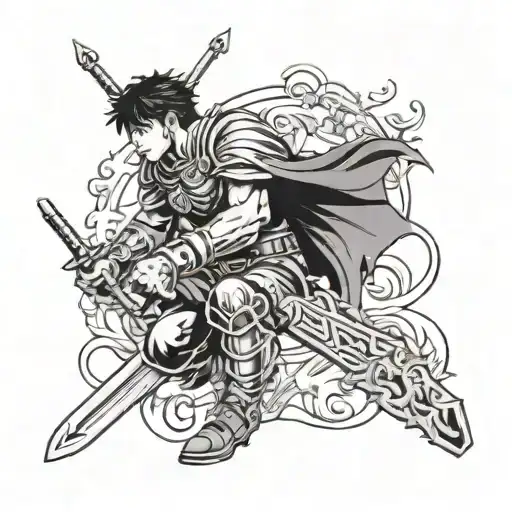 Incorporate Characters From Anime Berserk Into A Traditional Tattoo Design