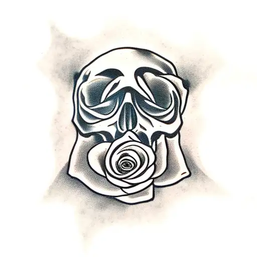 Skull Hand Holding A Rose