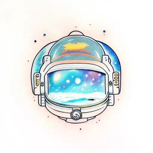 Astronaut With Space In His Helmet Reflection