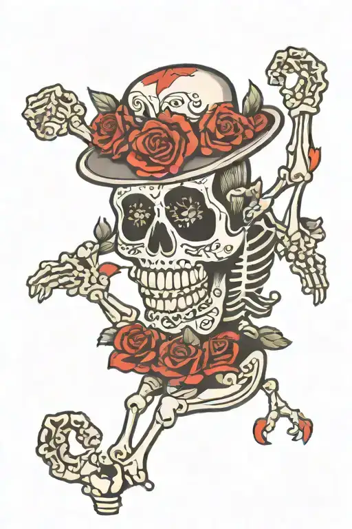 Day Of The Dead Skeleton Reaching Downwards