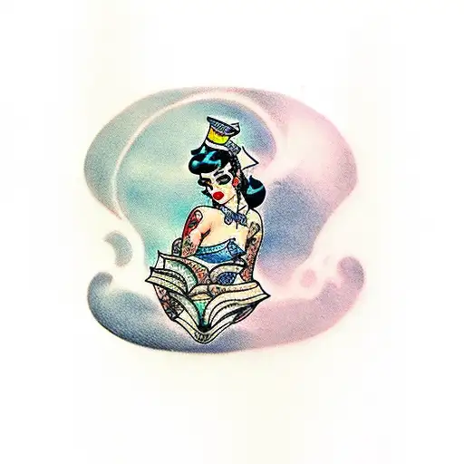 Pin Up Girl Reading A Book