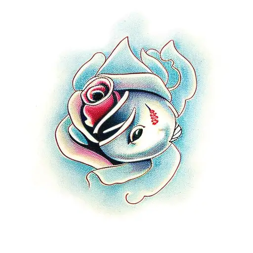 Rose With Three Goldfish Around