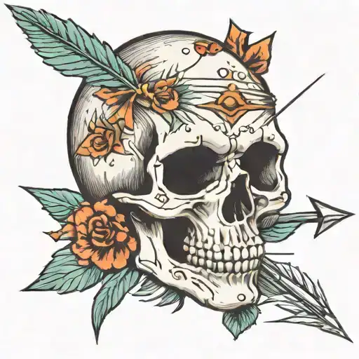 Skull With Arrow Through It On The Top