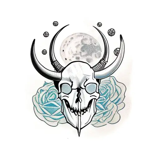 Steer Skull With Moon And Sirtars
