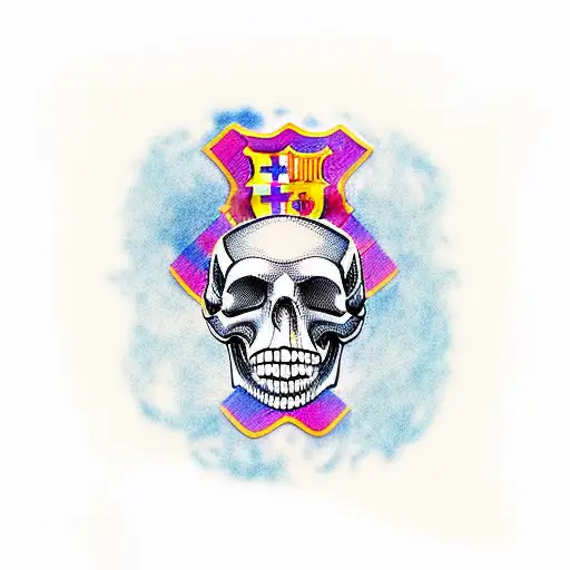 A Skull Wearing A Barcelona Football Jersey