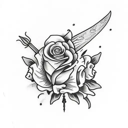 Dagger With Flowers And A Death Moth