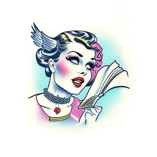 Book Reading Pin Up Girl