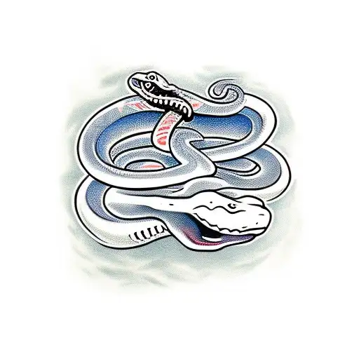 Snake With A Lot Of Snakes And Tongue Sticking Out