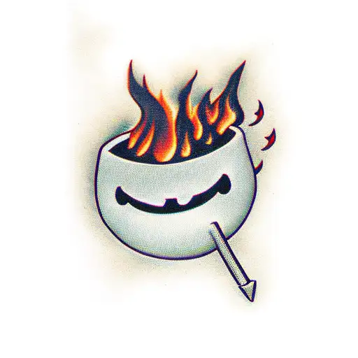 Marshmello On Fire In A Stick