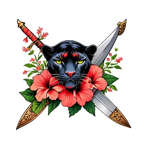Panther And Dagger With Passiflore Hibiscus Flowers From Musk