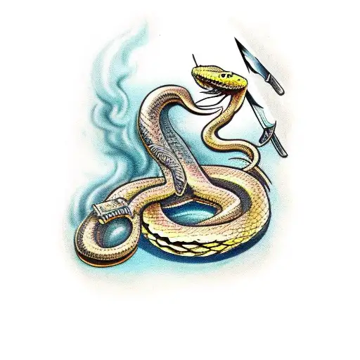 Snake Climbing A Sword
