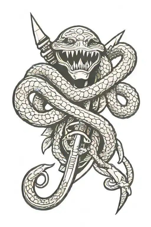 One Sword And One Snake Wrapped