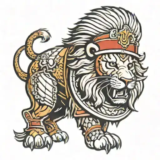 Lion Wearing Hockey Helmet