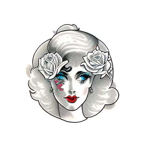 Vintage Lady Head With Bold Florals And Open Page Book Frame