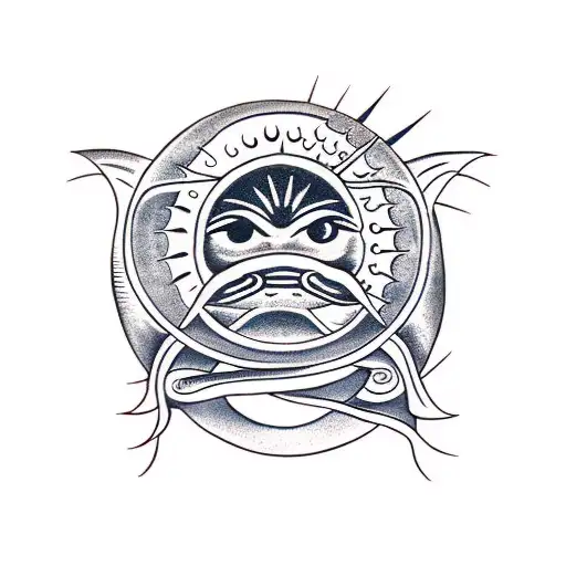 Snake With Sun And Moon