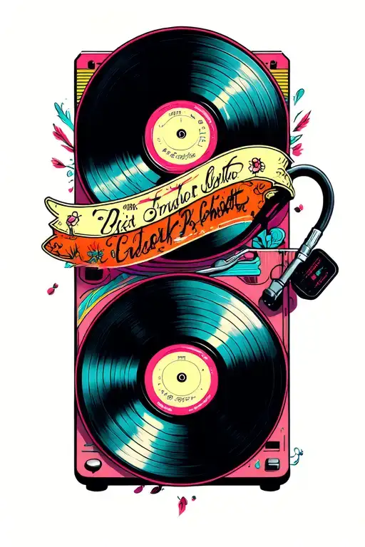 Color Psychodelic Turntable With Two Records