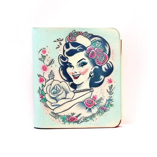 Vintage Lady Profile With An Opened Book Surrounded By Florals