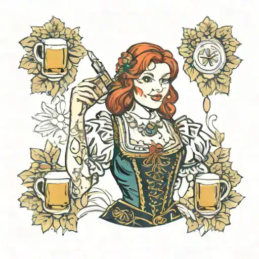 German Beer Redhead Maiden Dirndl Oktoberfest