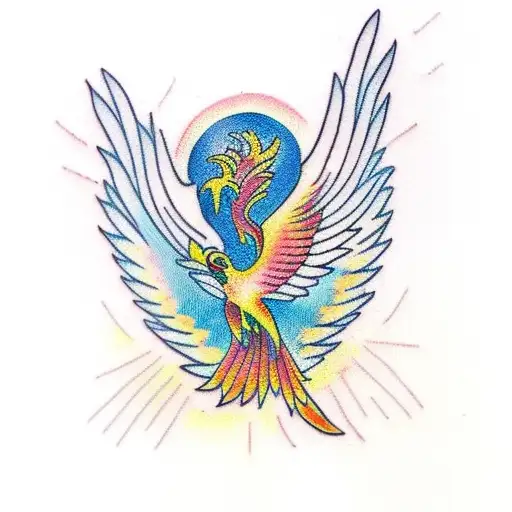 Phoenix With A Tree Of Life All In Color