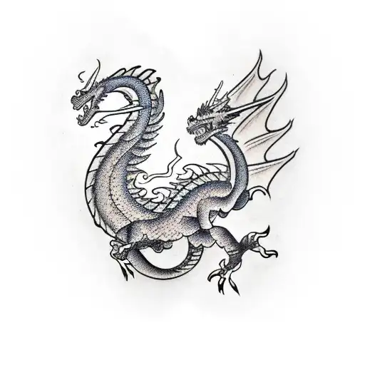 American Traditional Dragon Holding An Object