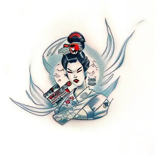 Geisha With Black Widow Body