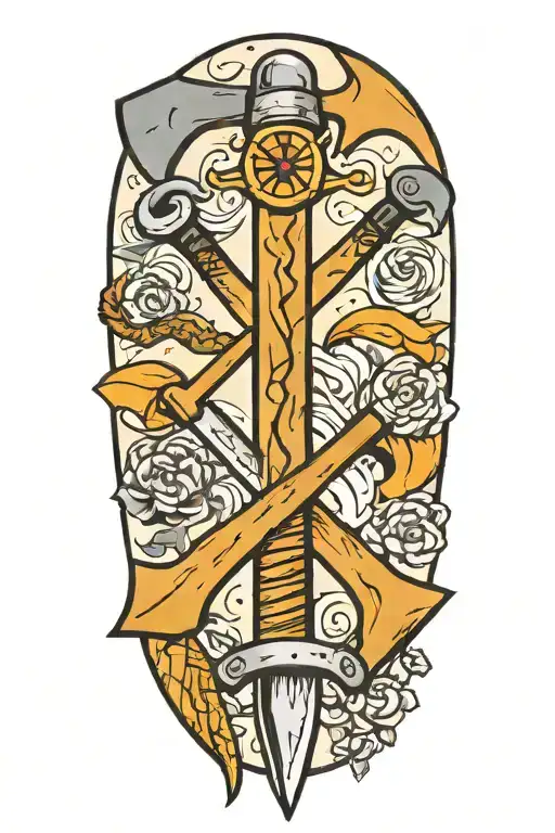 Ice Axe Crossed Together Representing