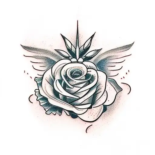 Roses And A Butterfly Feathers Angel