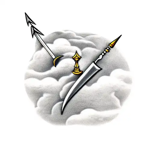 Clouds With Daggers Black And Grey