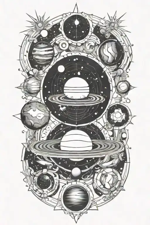 Geometric Intricate Solar System Planets