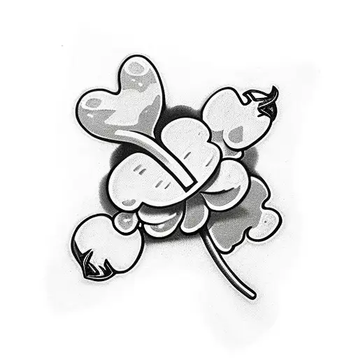 4 Leaf Clover With Stem And Horns Growing From Top