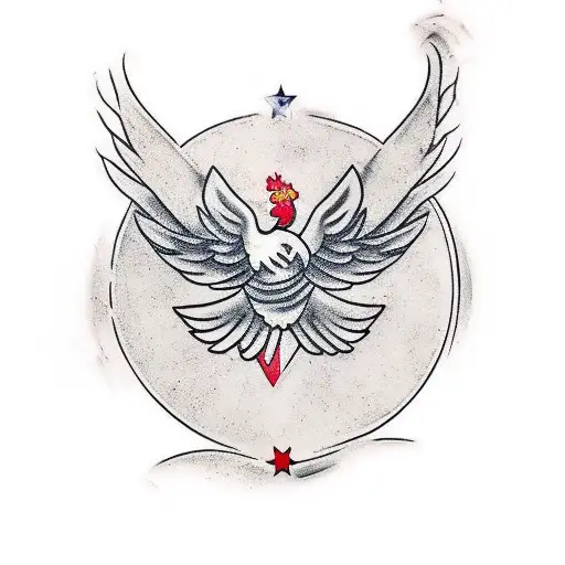 Chicken Wing Red White Blue Grey