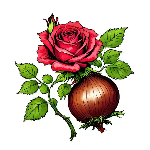 Rose Growing From An Onion