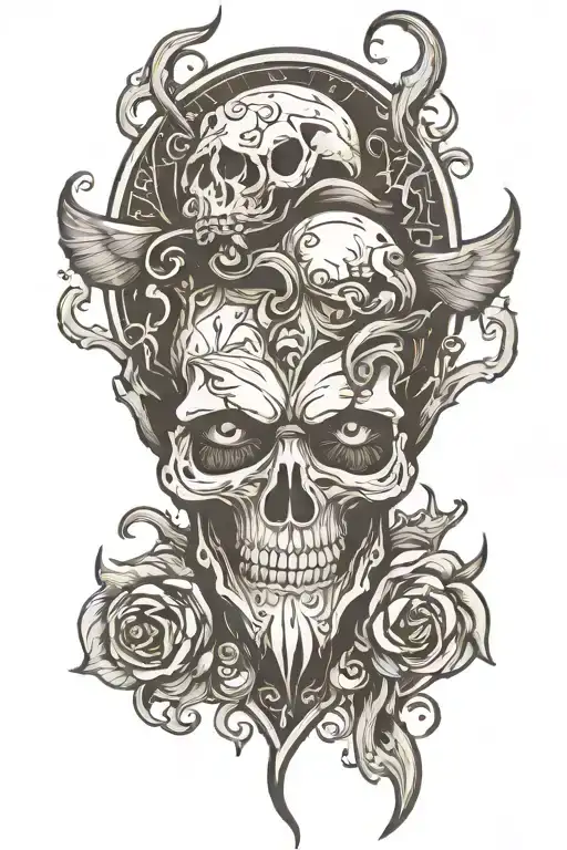 Mens Forearm Tattoo Graphic Gothic Creature Simple