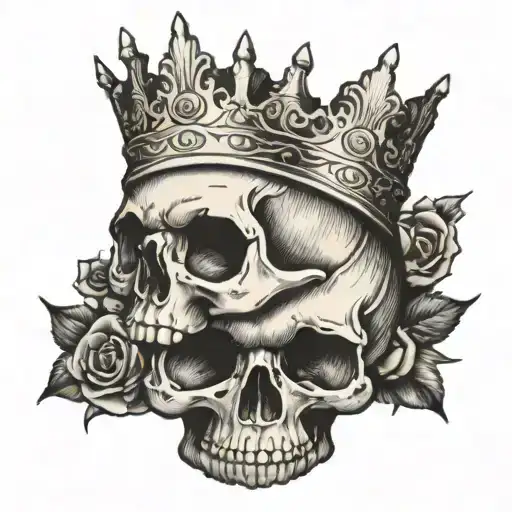 Baby Sitting On A Skull Wearing A Crown