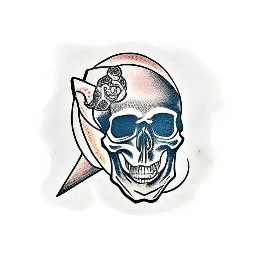 Skull Coming Out Of Crescent