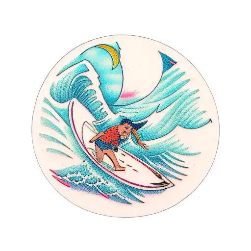 Broken Surfboard With Person On It