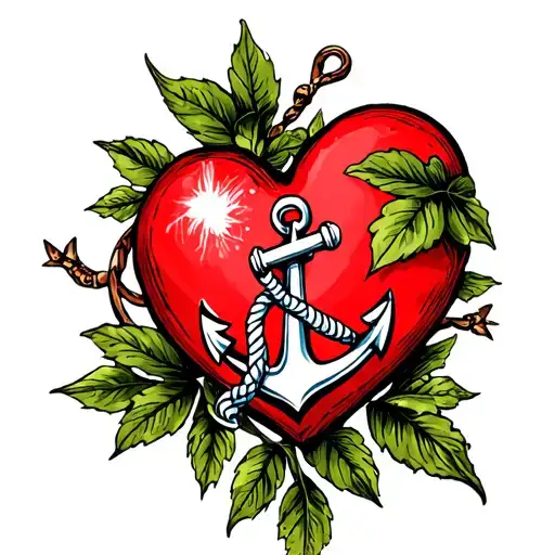 Heart With Anchor And Leaves