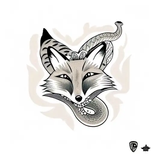 Fox Eating A Snake