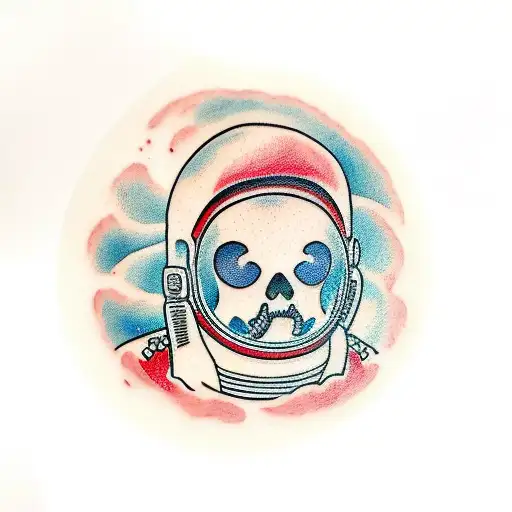 An Astronaut Paddling In A Red Kayak