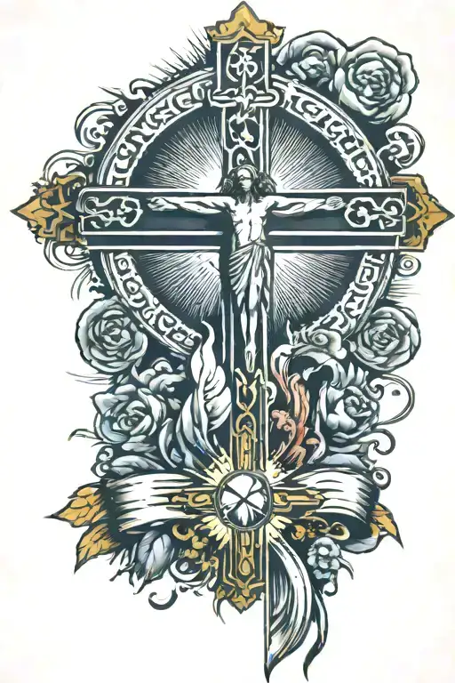 Jesus Cross With Light Emanating Money To Family