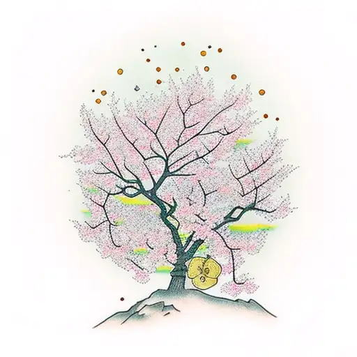 Cherry Blossom Tree With Falling Petals